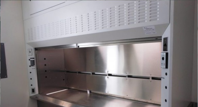 Laboratory fume hood with a stainless steel interior